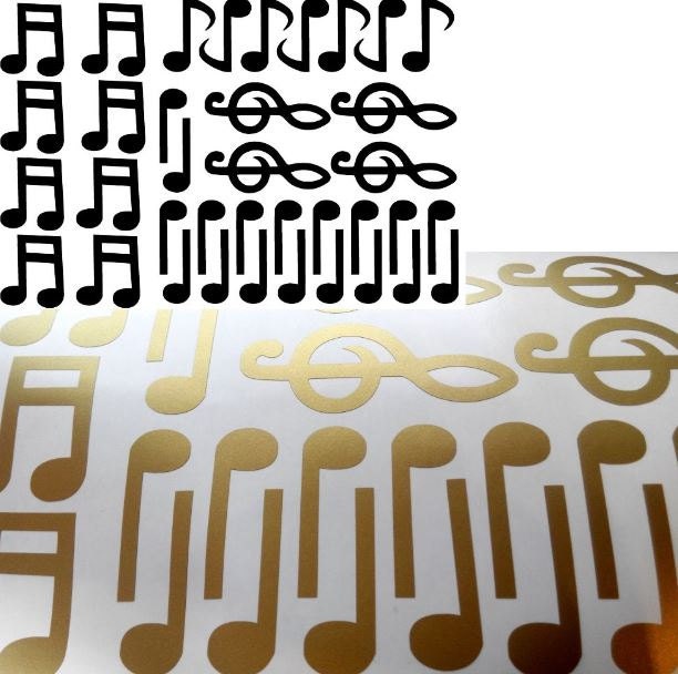 37 Music Note Stickers, Music Wall Decals, Nursery Decorations, Envelope Seals, Scrapbooking Classical Decor - image 1