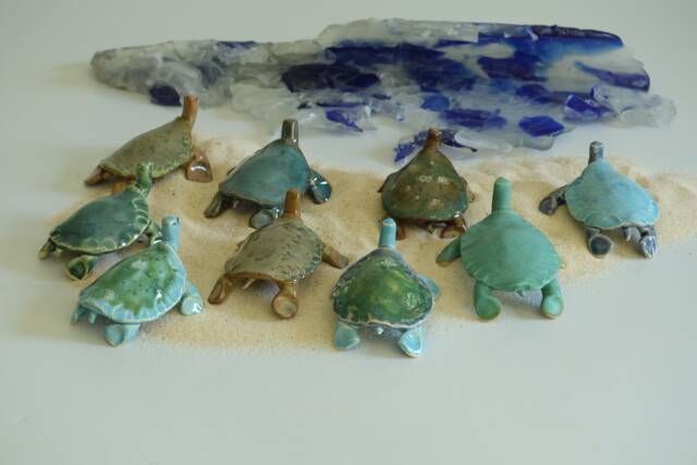 Assorted Baby Sea Turtle, Ceramic, in Shades Of Blue & Green - image 1
