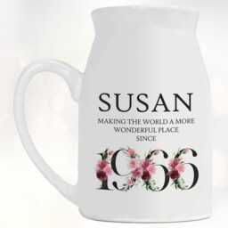 60Th Birthday Gift For Women - Wonderful Since 1966 Small Personalised Flower Pot Vase 60 Her Ladies Floral Design Mum Nan Bnd60 - thumbnail 3