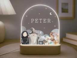 Personalised Children's Wizard Night Light - Led Lamp Kid's Decor Boy Girl Gift For Birthday Name Sign Bedroom - thumbnail 1