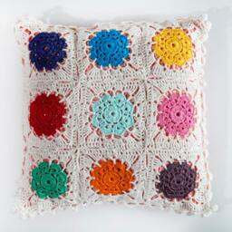 Pillow 14x14, Crochet Pillow, Nursery Pillow Cover, Granny Square Pillowcase, Knit Throw Pillows - thumbnail 2