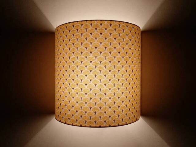 Yellow Art Deco Fan Design Half-Circle Wall Light Made in France - image 1