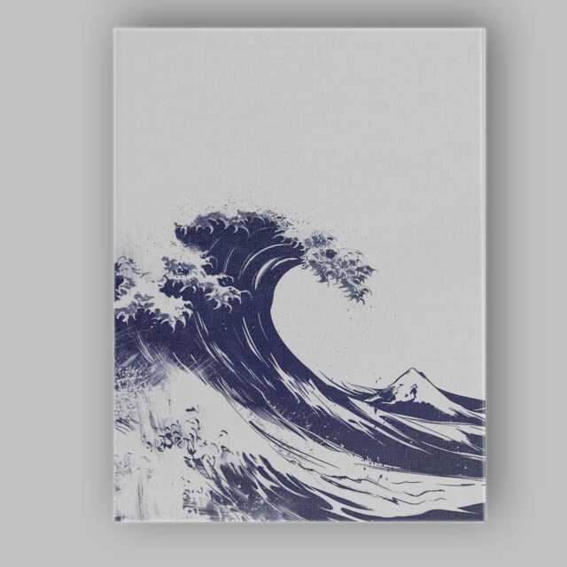 Japanese Style Great Ocean Wave Mountain Illustration Canvas Wall Art Print Decor Picture Ready To Hang - image 1