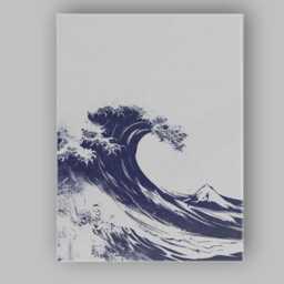 Japanese Style Great Ocean Wave Mountain Illustration Canvas Wall Art Print Decor Picture Ready To Hang - thumbnail 1