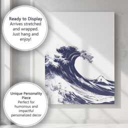 Japanese Style Great Ocean Wave Mountain Illustration Canvas Wall Art Print Decor Picture Ready To Hang - thumbnail 3