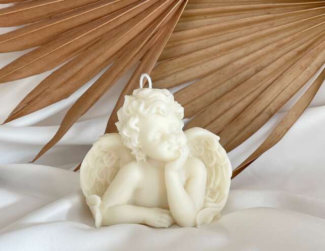 Handmade Angel Candle Organic Soy Wax Cherub Decor - image 1