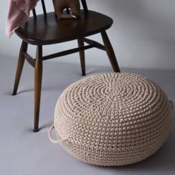 Crochet Pouf Ottoman Eco-Friendly Cotton Knit Footstool - thumbnail 2