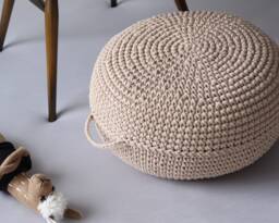 Crochet Pouf Ottoman Eco-Friendly Cotton Knit Footstool