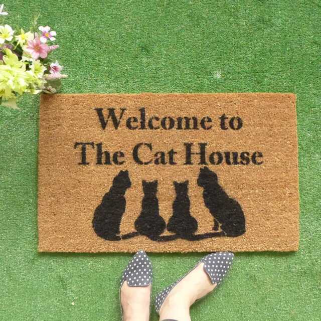 Welcome To The Cat House Doormat, Funny Lover Gift - image 1