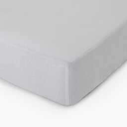 Light Gray Linen Fitted Sheet Queen King Bed Deep Pocket - thumbnail 2