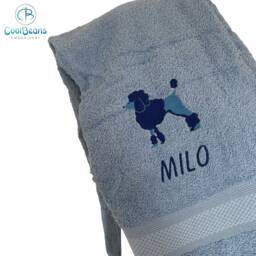 Poodle Dog Towel - Personalised Face Cloth/Hand Bath Embroidered Dog & Text - thumbnail 1
