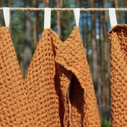 Natural Linen Waffle Towel Set, Face Towel, Body Towels, Gift - thumbnail 3
