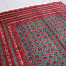 6'7x9'8 Ft Handmade Blue Rug, Afghan Ersari Tribal Veg Dyes Wool Area High Pile Soft Carpet, Oriental Turkmen Living Room Rug - thumbnail 3