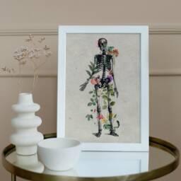 Antique Floral Human Anatomy Print - Flowers Through Skeleton, Medical Art, Botanical Anatomy, Body, Alternative Art - thumbnail 2