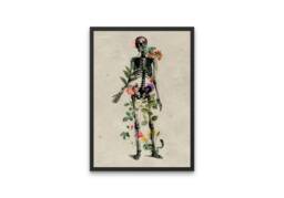 Antique Floral Human Anatomy Print - Flowers Through Skeleton, Medical Art, Botanical Anatomy, Body, Alternative Art - thumbnail 1