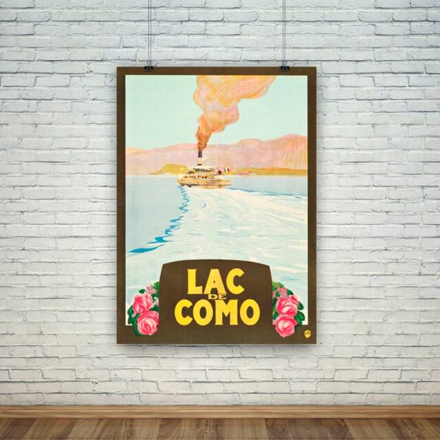 Lake Como Poster Vintage Italian Tourism Travel Print - image 1