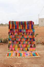 Custom Colorful Moroccan Wool Rug Handmade Boho Berber Carpet - thumbnail 1