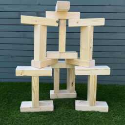 Montessori Wooden Building Blocks Set - Natural Wood Toy - thumbnail 2
