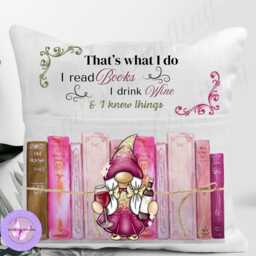 Personalised Wine Lover Reading Cushion Gnome Design, Book Decor