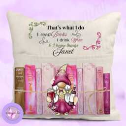 Personalised Wine Lover Reading Cushion Gnome Design, Book Decor - thumbnail 3
