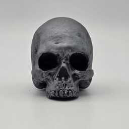 Iron Effect Solid Tiny Human Half Skull Ornament. Small Replica Plaster Of Paris Skull - thumbnail 2