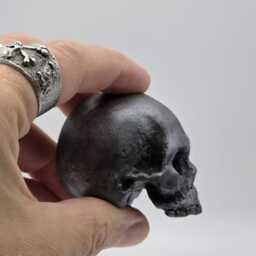 Iron Effect Solid Tiny Human Half Skull Ornament. Small Replica Plaster Of Paris Skull - thumbnail 4
