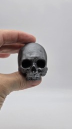 Iron Effect Solid Tiny Human Half Skull Ornament. Small Replica Plaster Of Paris Skull - thumbnail 1