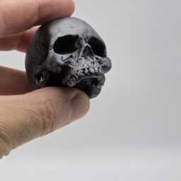Iron Effect Solid Tiny Human Half Skull Ornament. Small Replica Plaster Of Paris Skull - thumbnail 3
