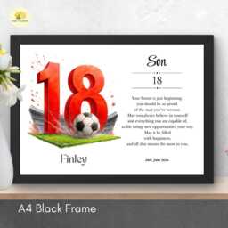18Th Birthday Print For Son Personalised Red Football Team Wall Art Gift - A4/A3 - thumbnail 2