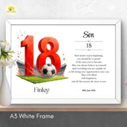 18Th Birthday Print For Son Personalised Red Football Team Wall Art Gift - A4/A3 - thumbnail 4