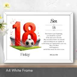 18Th Birthday Print For Son Personalised Red Football Team Wall Art Gift - A4/A3 - thumbnail 3