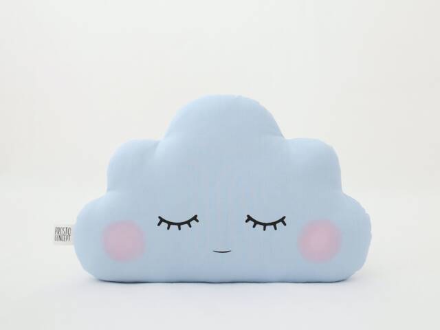 Light Blue Cloud Pillow With Pink Cheeks For Nursery Decor, Baby Cushion Shower Gift Newborn Boy Girl Gender Neutral Room Children Bed - image 1