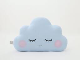 Light Blue Cloud Pillow With Pink Cheeks For Nursery Decor, Baby Cushion Shower Gift Newborn Boy Girl Gender Neutral Room Children Bed - thumbnail 1