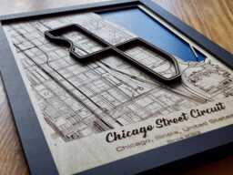 Chicago Street Circuit Wall Art Laser Engraved Wood, Nascar Gift - thumbnail 1