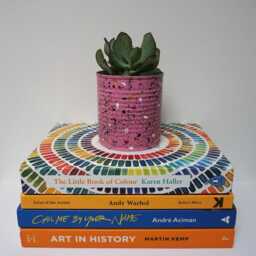 Plant Pot, Planter, Small Plant Metal Multicolour Paint Splattered, White Pot - thumbnail 4