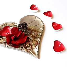 Heart Candle Tea Light Holder Lighting Wooden Brass Bronze Red Flower Home Decor Decoration Candlestick Candelabra Menorah Flambeau Sconce - thumbnail 3