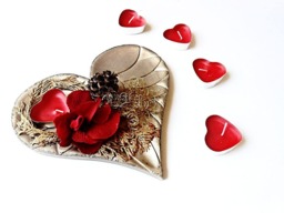 Heart Candle Tea Light Holder Lighting Wooden Brass Bronze Red Flower Home Decor Decoration Candlestick Candelabra Menorah Flambeau Sconce
