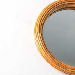 Round Pencil Reed Wall Mirror, Provincial Style, Bathroom, Hallway Mirror - thumbnail 3