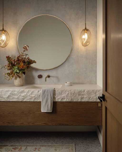 Round Brass Mirror Handmade Asymmetrical Vanity & Bathroom Mirror - image 1
