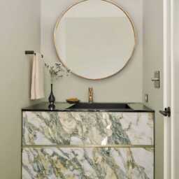 Round Brass Mirror Handmade Asymmetrical Vanity & Bathroom Mirror - thumbnail 2