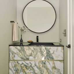 Round Brass Mirror Handmade Asymmetrical Vanity & Bathroom Mirror - thumbnail 3