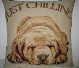 Decorative Cushion Cover Made Of Tapestry & Canvas Fabric Just Chilling Dog Friend Chill Relaxation Rest Gift - thumbnail 1