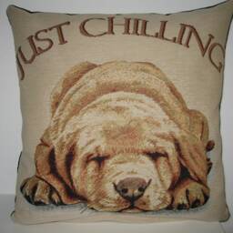 Decorative Cushion Cover Made Of Tapestry & Canvas Fabric Just Chilling Dog Friend Chill Relaxation Rest Gift - thumbnail 2