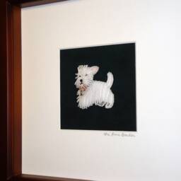 Beaded Westie Dog Portrait Framed Sterling Silver Heart Art - thumbnail 3