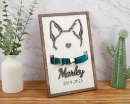 Custom Dog Ear Sign, 3D Wood Sign, Memorial Pet Collar Ears Framed Art, Memorial, Memorial Gift, Loss Gift, Dog Mom Gift - thumbnail 1
