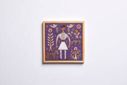 Greek Folk Art Tile Mural Tsolia Man, Handmade Ceramic Wall Decor