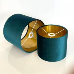 New Luxury Premium Quality Glamour Teal Blue Velvet Fabric With Brushed Metallics Lining Lamp Shade Pendant Light in Multi Sizes - thumbnail 3