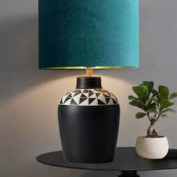 New Luxury Premium Quality Glamour Teal Blue Velvet Fabric With Brushed Metallics Lining Lamp Shade Pendant Light in Multi Sizes - thumbnail 2