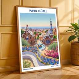 Park G??ell Barcelona Art Print Gaud?? Spanish Architecture Poster - thumbnail 3