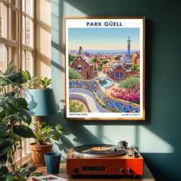 Park G??ell Barcelona Art Print Gaud?? Spanish Architecture Poster - thumbnail 2